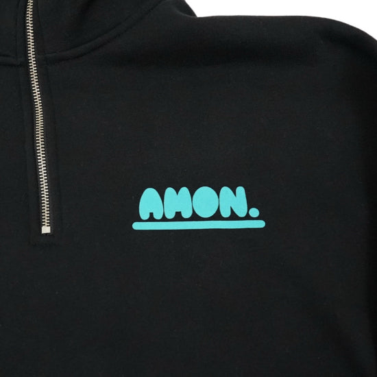 CURVY LOGO HALF ZIP SWEAT(BLACK)